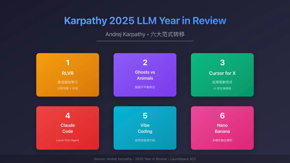 封面图：Karpathy 2025 LLM 年度总结 - 六大范式转移